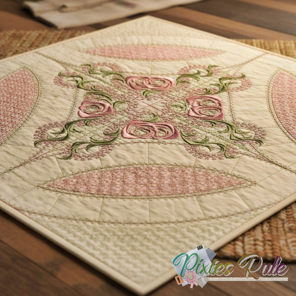 Mock Double Wedding Ring Quilt 5x7 Machine Embroidery Design by Pixies Rule
