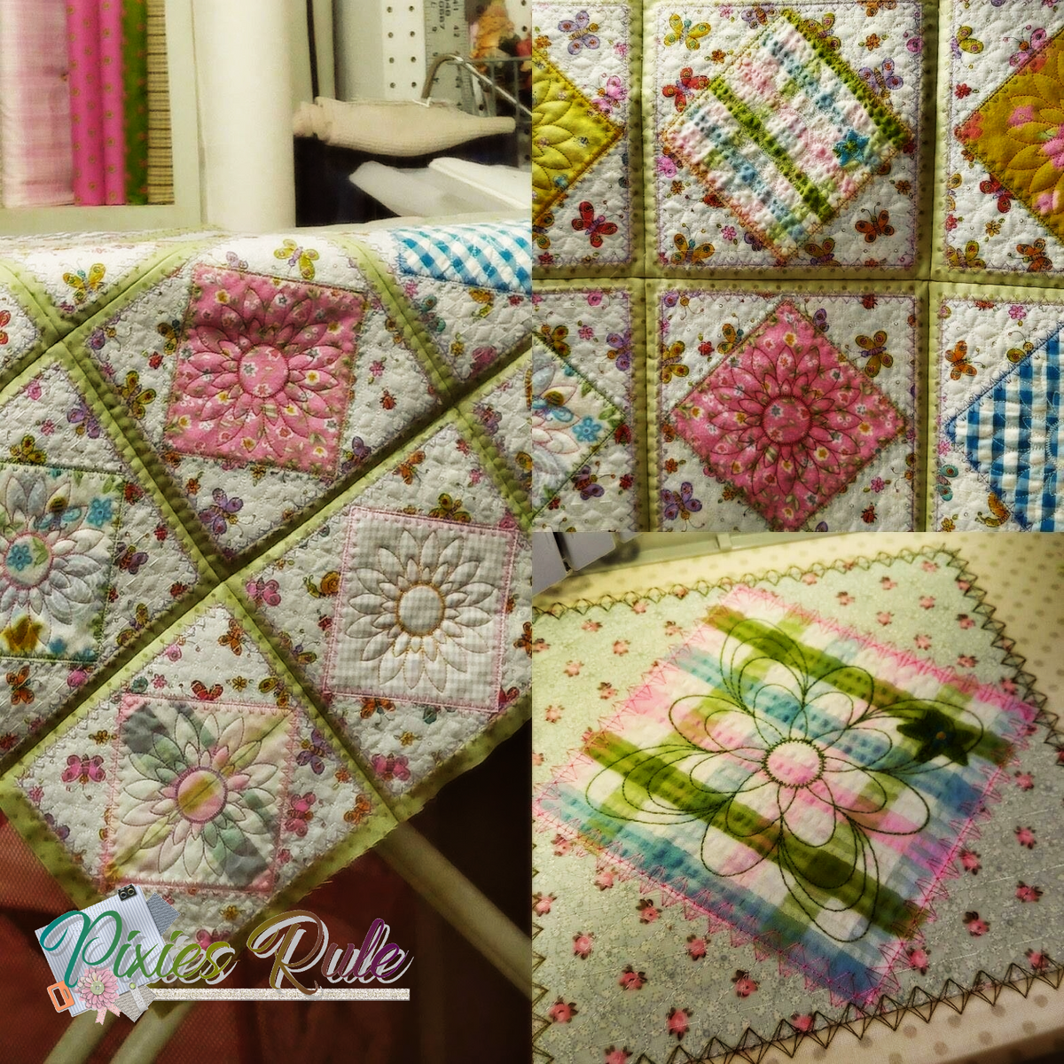 All Tucked In Crib Quilt 8x8 Machine Embroidery Design by Pixies Rule