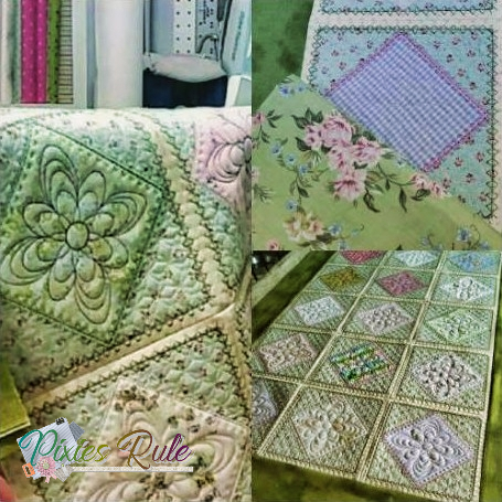 All Tucked In Crib Quilt 8x8 Machine Embroidery Design by Pixies Rule