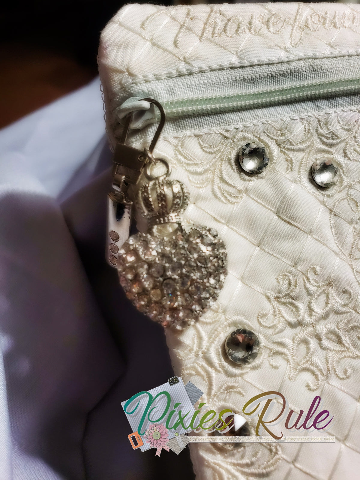 Bridal 1920's Zipper Pouch Machine Embroidery Design by Pixies Rule