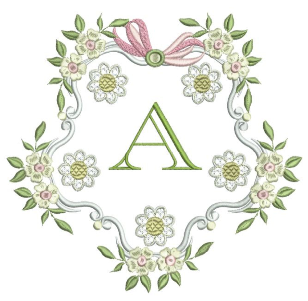 English Garden Alphabet 5x7 Machine Embroidery Design by Pixies Rule