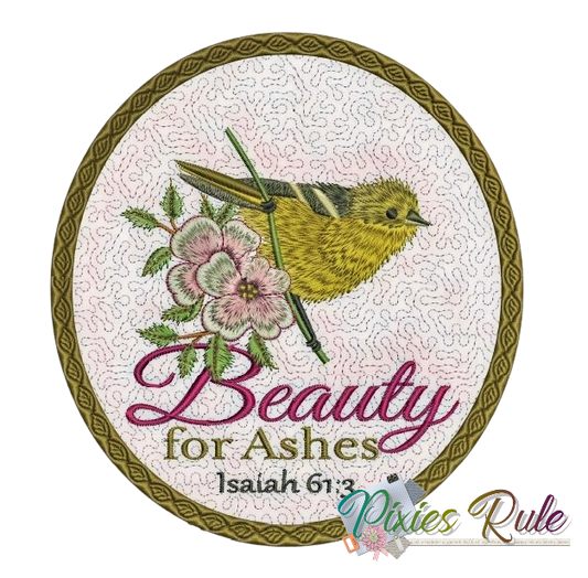 Beauty For Ashes Mug Mat - 6x6 Machine Embroidery Design by Pixies Rule