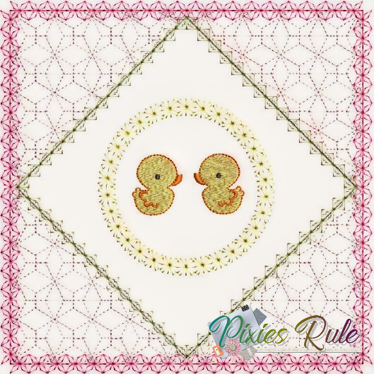 All Tucked In Crib Quilt 8x8 Machine Embroidery Design by Pixies Rule