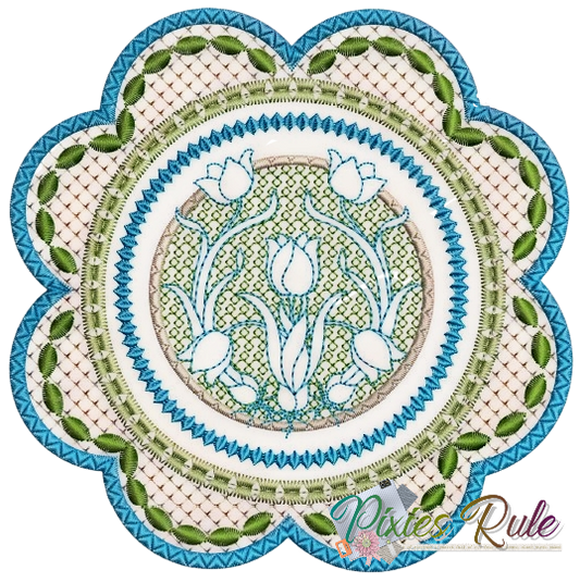 Easter Joy Mug Mat 6X6 Machine Embroidery Design by Pixies Rule