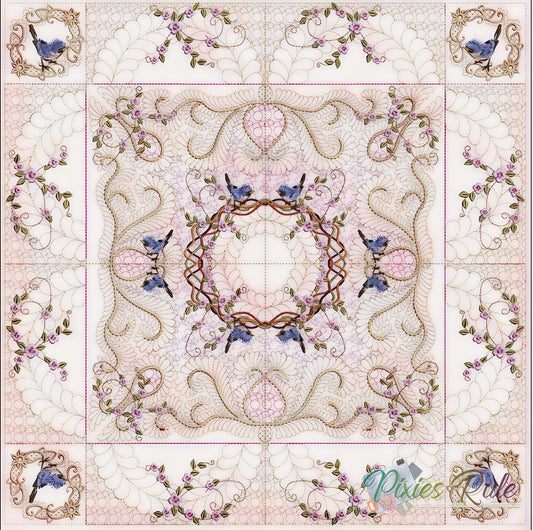 Flower Trails Quilt - 8x8 Machine Embroidery Design by Pixies Rule