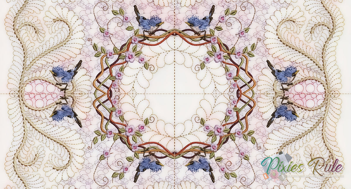 Flower Trails Quilt - 8x8 Machine Embroidery Design by Pixies Rule