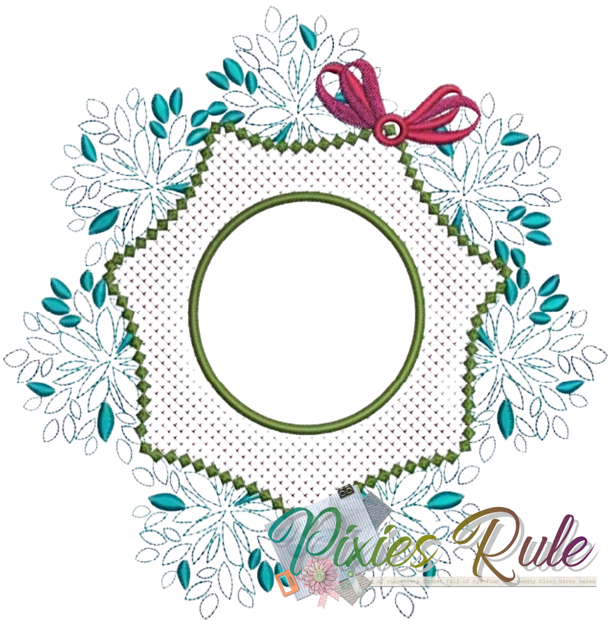 Nature's "Leaves" Monogram Frame 5x7 Machine Embroidery Design by Pixies Rule