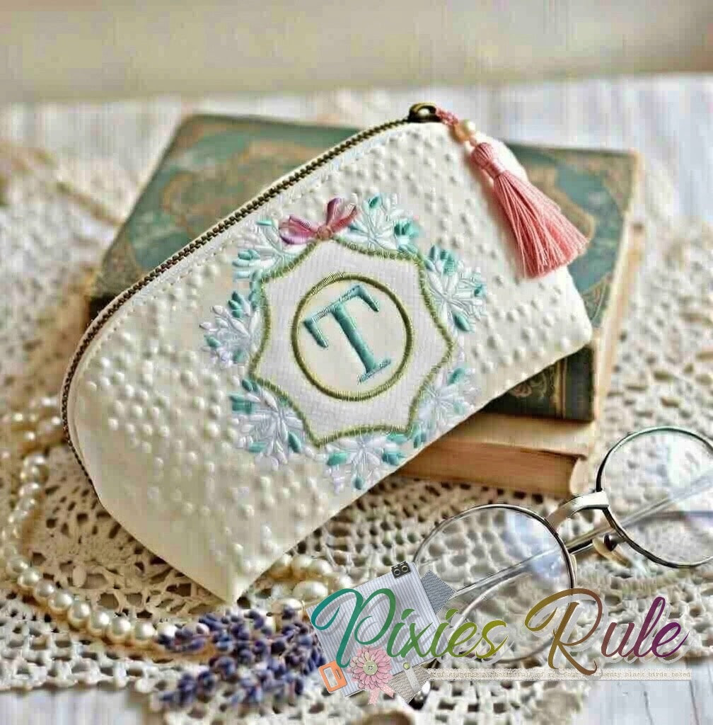 Nature's "Leaves" Monogram Frame 5x7 Machine Embroidery Design by Pixies Rule