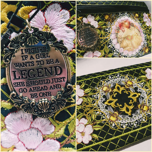 Beauty In The Bag 8x8 Zipper Pouch Machine Embroidery Design by Pixies Rule