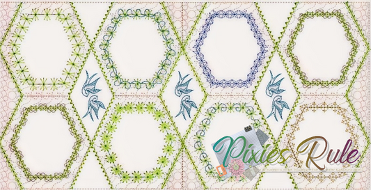 Mock Secret Garden Large Hoop Multiples 200x300 Machine Embroidery Design by Pixies Rule