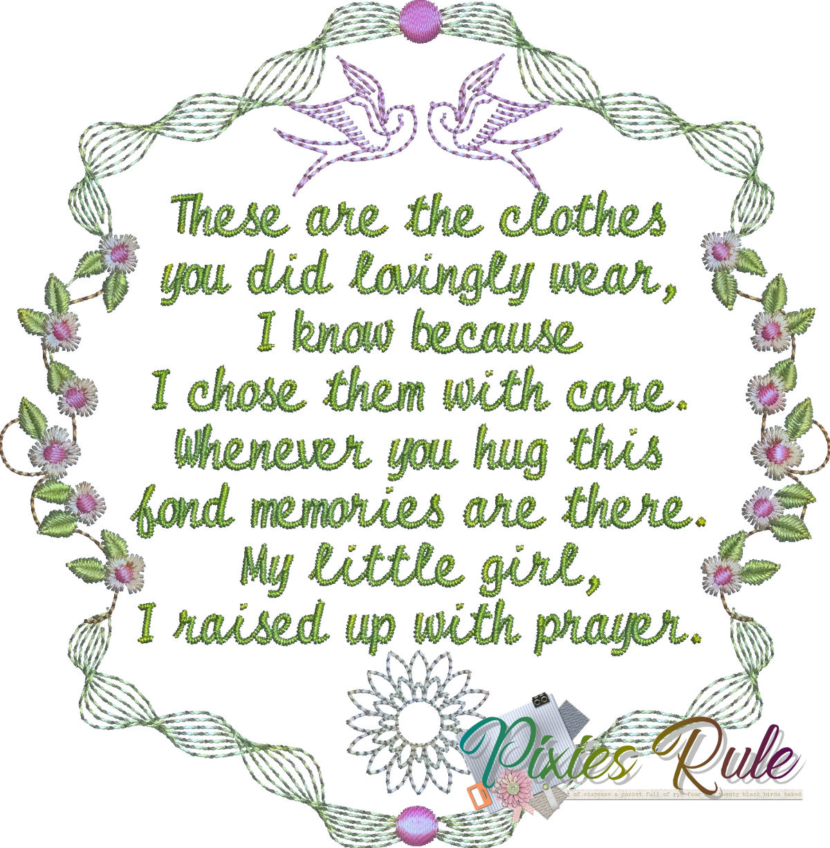 All Tucked In Crib Quilt 8x8 Machine Embroidery Design by Pixies Rule