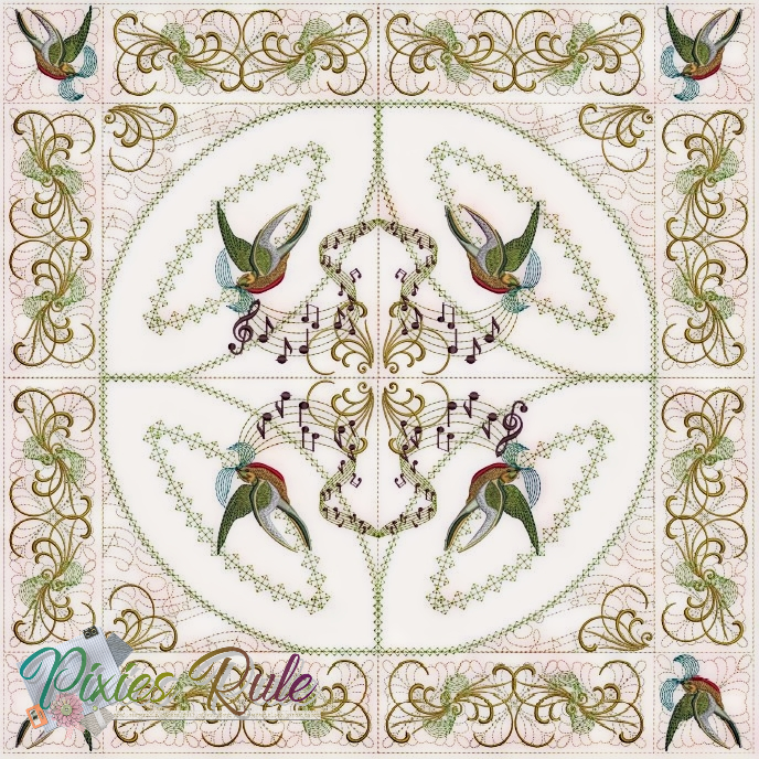 Tweet Melody Pillow 5x7 Machine Embroidery Design by Pixies Rule