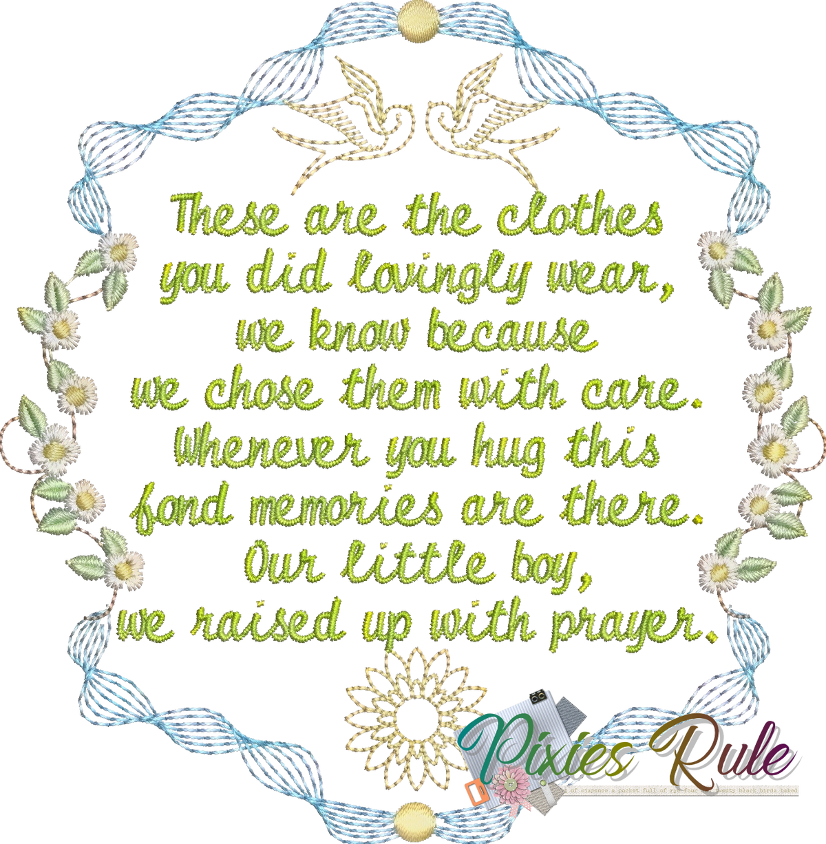 All Tucked In Crib Quilt 8x8 Machine Embroidery Design by Pixies Rule
