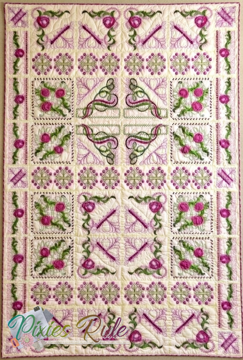 La Vie En Rose Machine Embroidery Design by Pixies Rule
