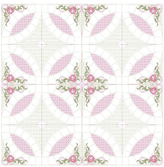 Mock Double Wedding Ring Quilt 5x5