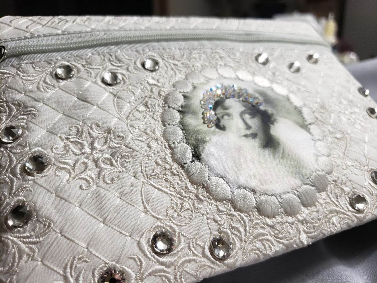 Bridal 1920's Zipper Pouch Machine Embroidery Design by Pixies Rule