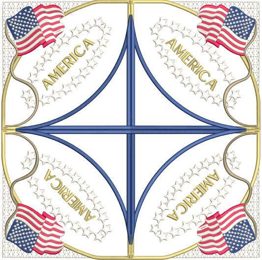 Patriot Double Wedding Ring Quilt 8x8