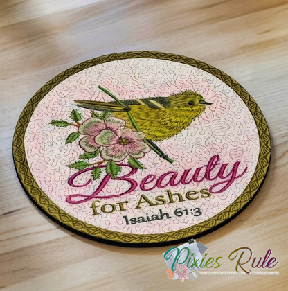 Beauty For Ashes Mug Mat - 6x6 Machine Embroidery Design by Pixies Rule