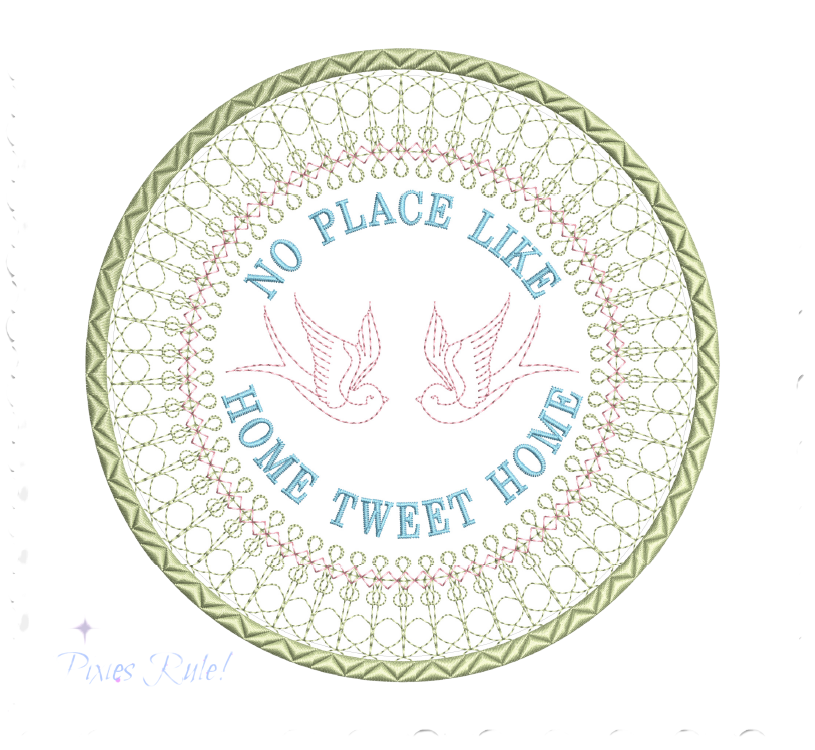 Home Tweet Home Mug Mat - 6x6 Machine Embroidery Design by Pixies Rule