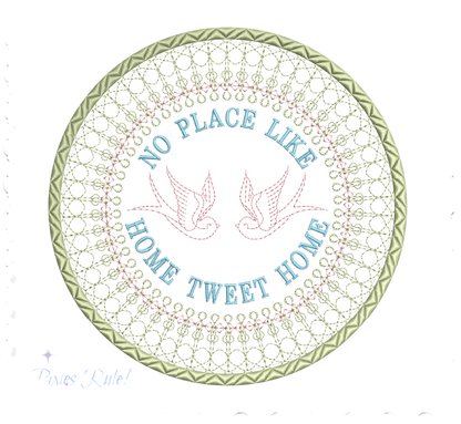 Home Tweet Home Mug Mat - 6x6 Machine Embroidery Design by Pixies Rule