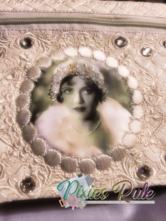 Bridal 1920's Zipper Pouch Machine Embroidery Design by Pixies Rule