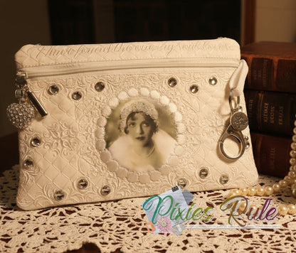Bridal 1920's Zipper Pouch Machine Embroidery Design by Pixies Rule