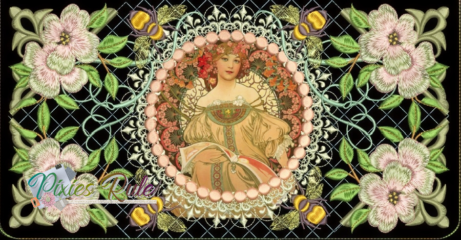 Beauty In The Bag 8x8 Zipper Pouch Machine Embroidery Design by Pixies Rule