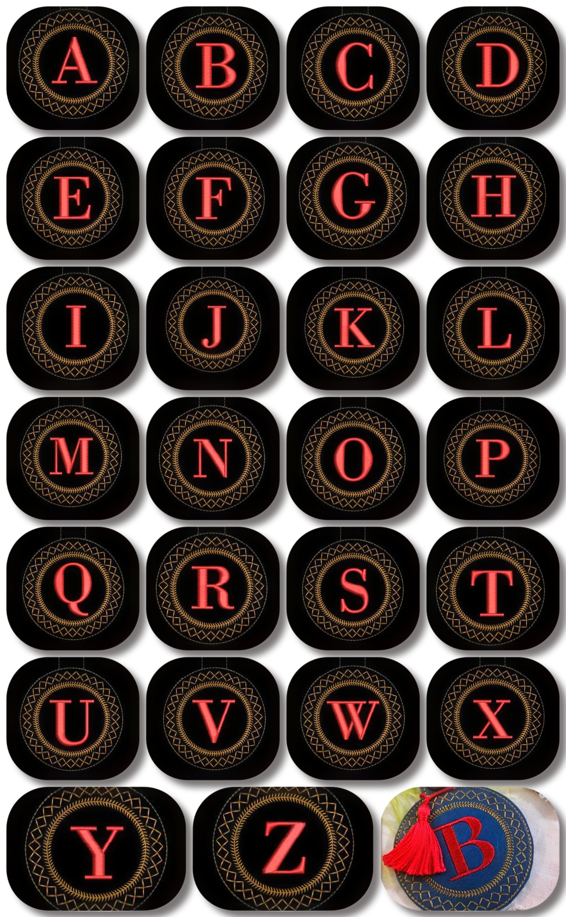 Block Alpha Key Fob Machine Embroidery Design by Pixies Rule