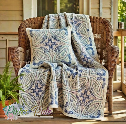 Blue Danube Quilt 5x7 Machine Embroidery Design by Pixies Rule