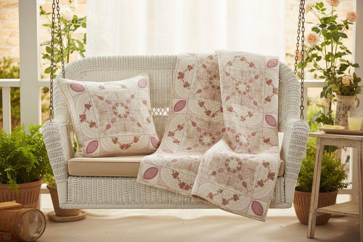 Bullion Rose Trellis Quilt - 8x8