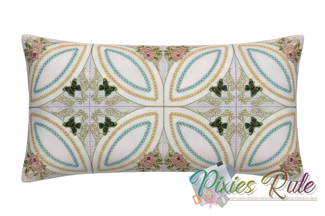 Butterflies & Blossoms Quilt 8x8 Machine Embroidery Design by Pixies Rule
