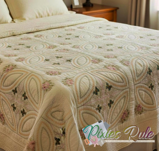 Butterflies & Blossoms Quilt 8x8 Machine Embroidery Design by Pixies Rule