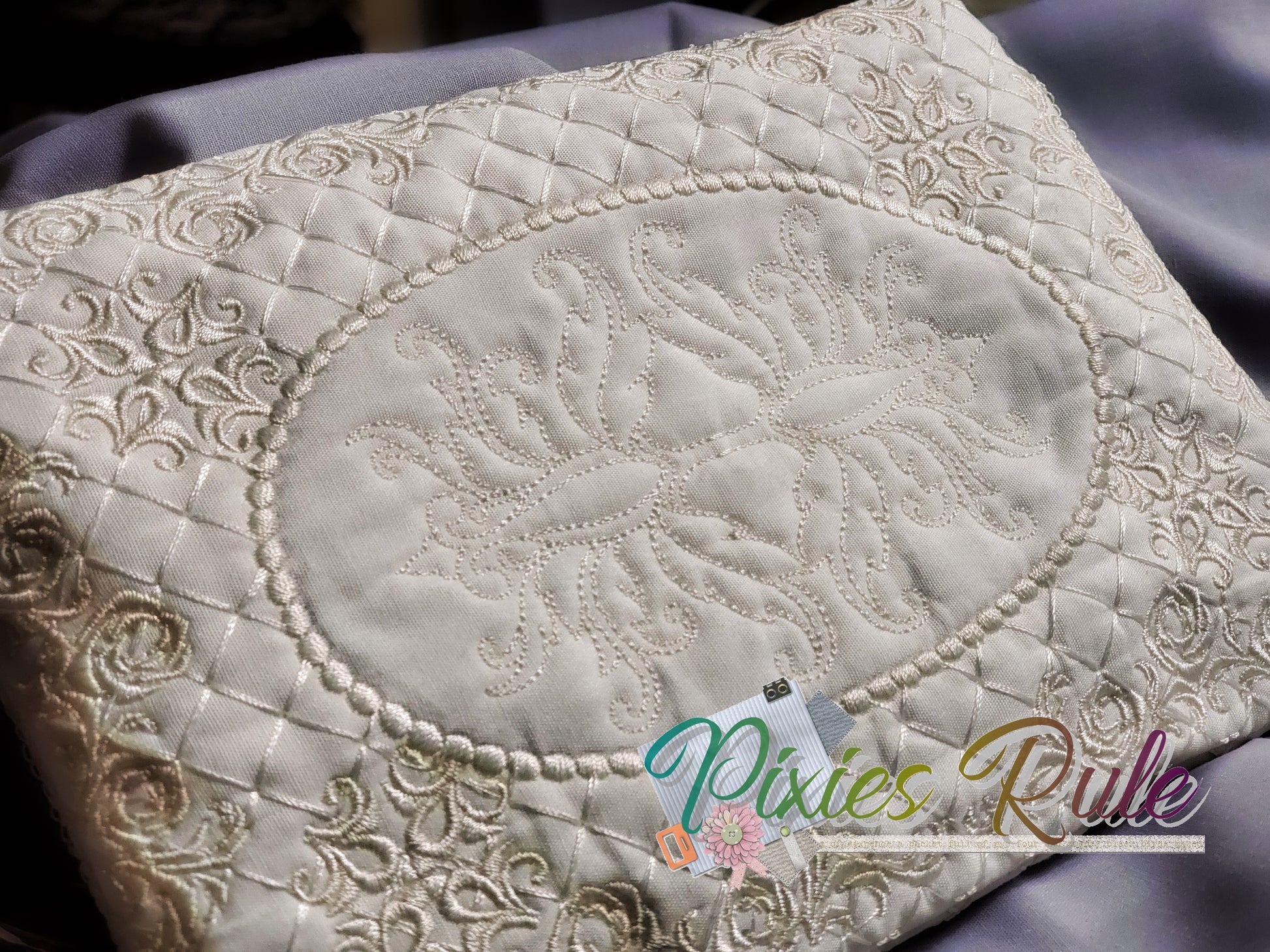 Bridal 1920's Zipper Pouch Machine Embroidery Design by Pixies Rule