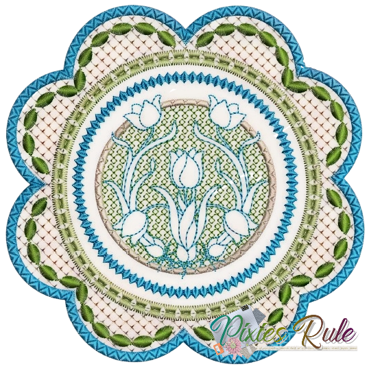 Easter Joy Mug Mat 5x7 Machine Embroidery Design by Pixies Rule