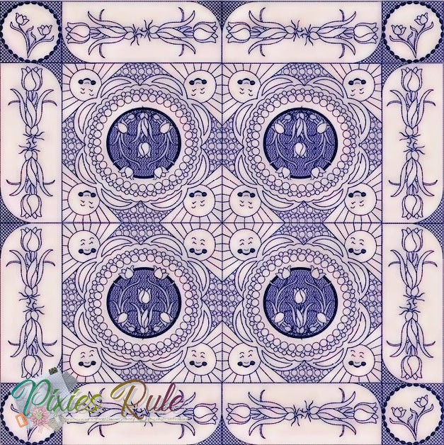 Easter Joy Quilt 8x8 Machine Embroidery Design by Pixies Rule