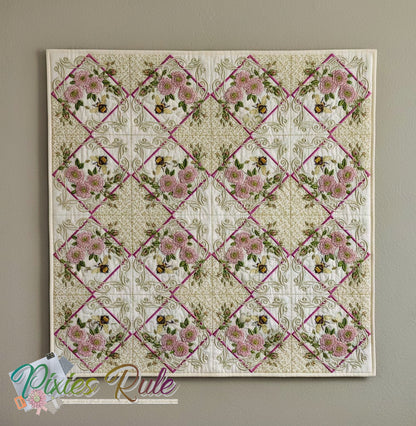 English Garden Quilt 8x8 Machine Embroidery Design by Pixies Rule