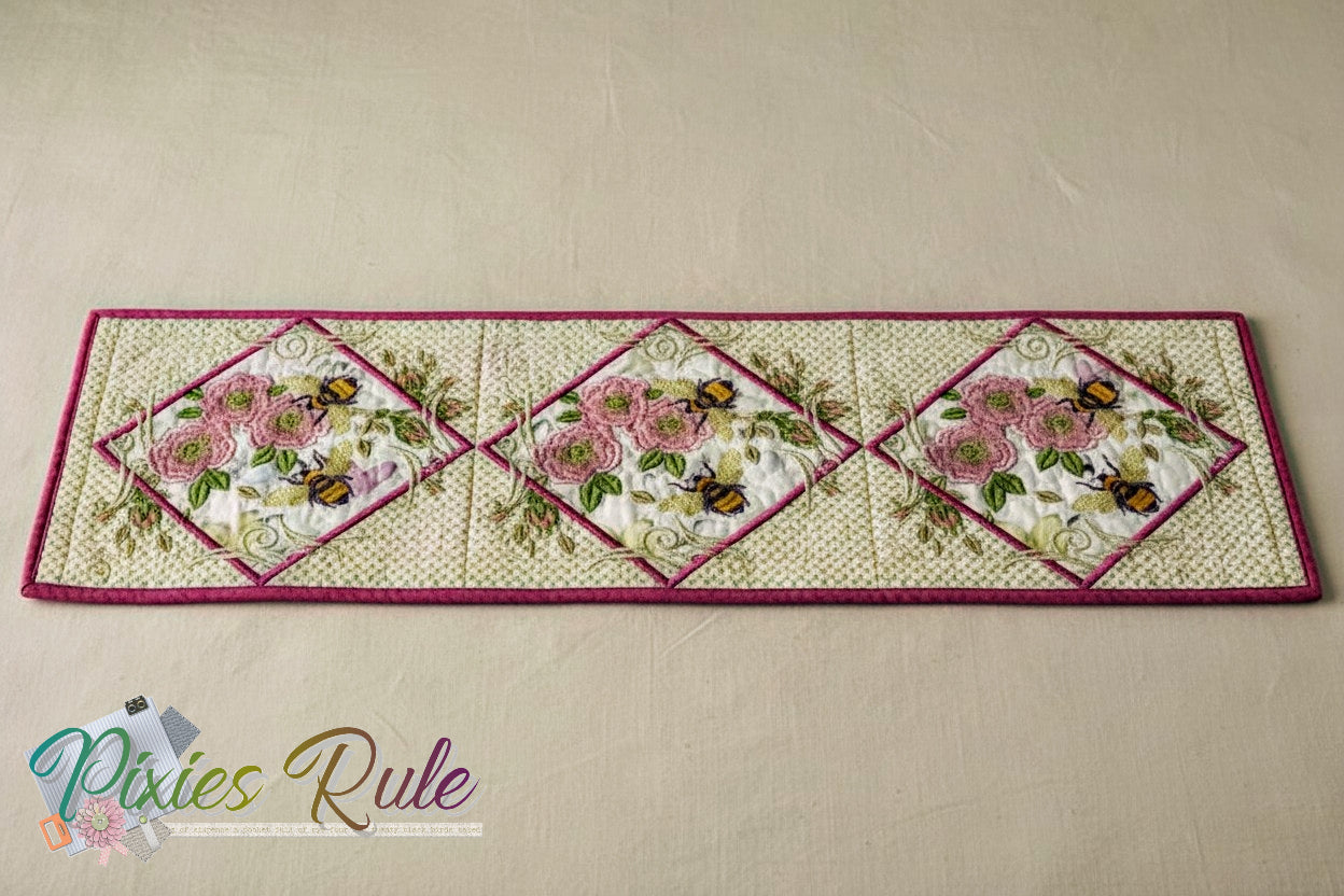 English Garden Quilt 8x8 Machine Embroidery Design by Pixies Rule