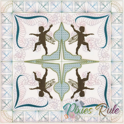 Fairy Frolic Boy Quilt 8x8 Machine Embroidery Design by Pixies Rule