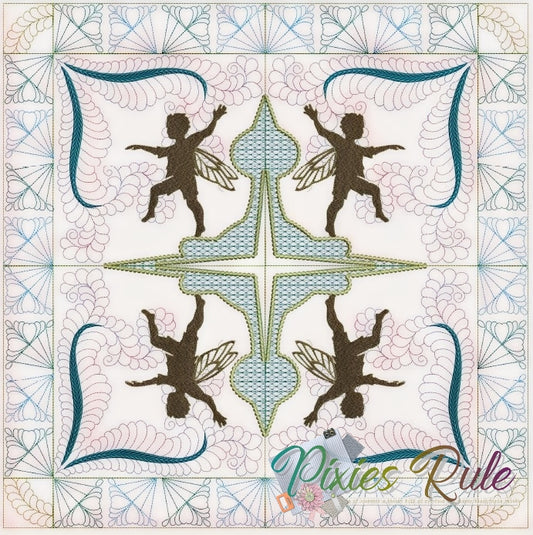 Fairy Frolic Boy Quilt 8x8 Machine Embroidery Design by Pixies Rule