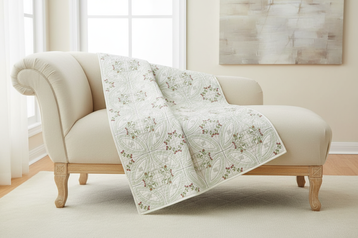 Mock Double Wedding Ring Berries & Blooms Quilt 8x8