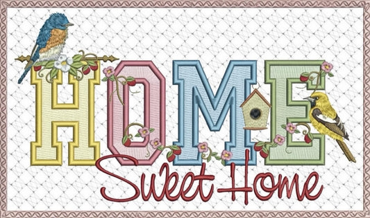 Home Sweet Home Panel 8x14 Machine Embroidery Design by Pixies Rule