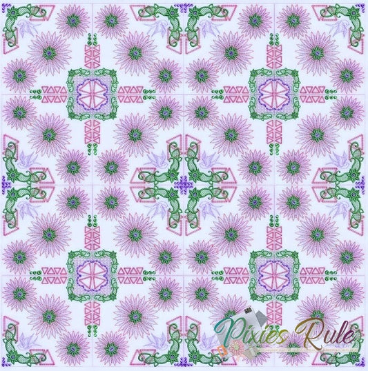 Spiral Spring Quilt 8x8 Machine Embroidery Design by Pixies Rule