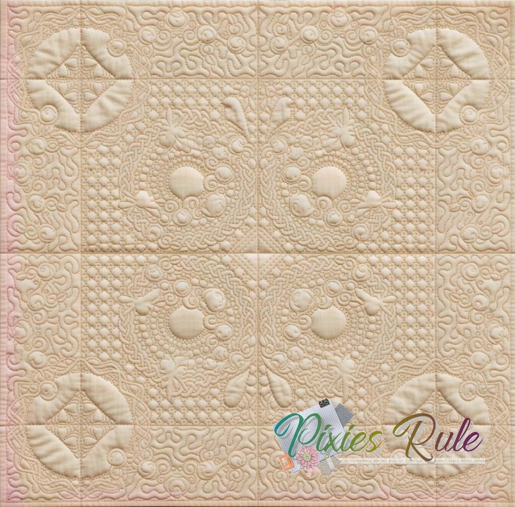 Shabby Rose Quilt - 6X6 Machine Embroidery Design by Pixies Rule