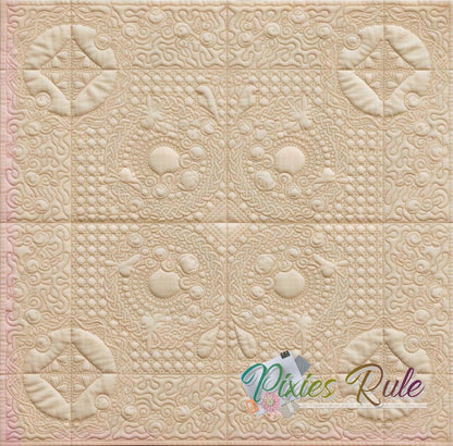 Shabby Rose Quilt - 6X6 Machine Embroidery Design by Pixies Rule