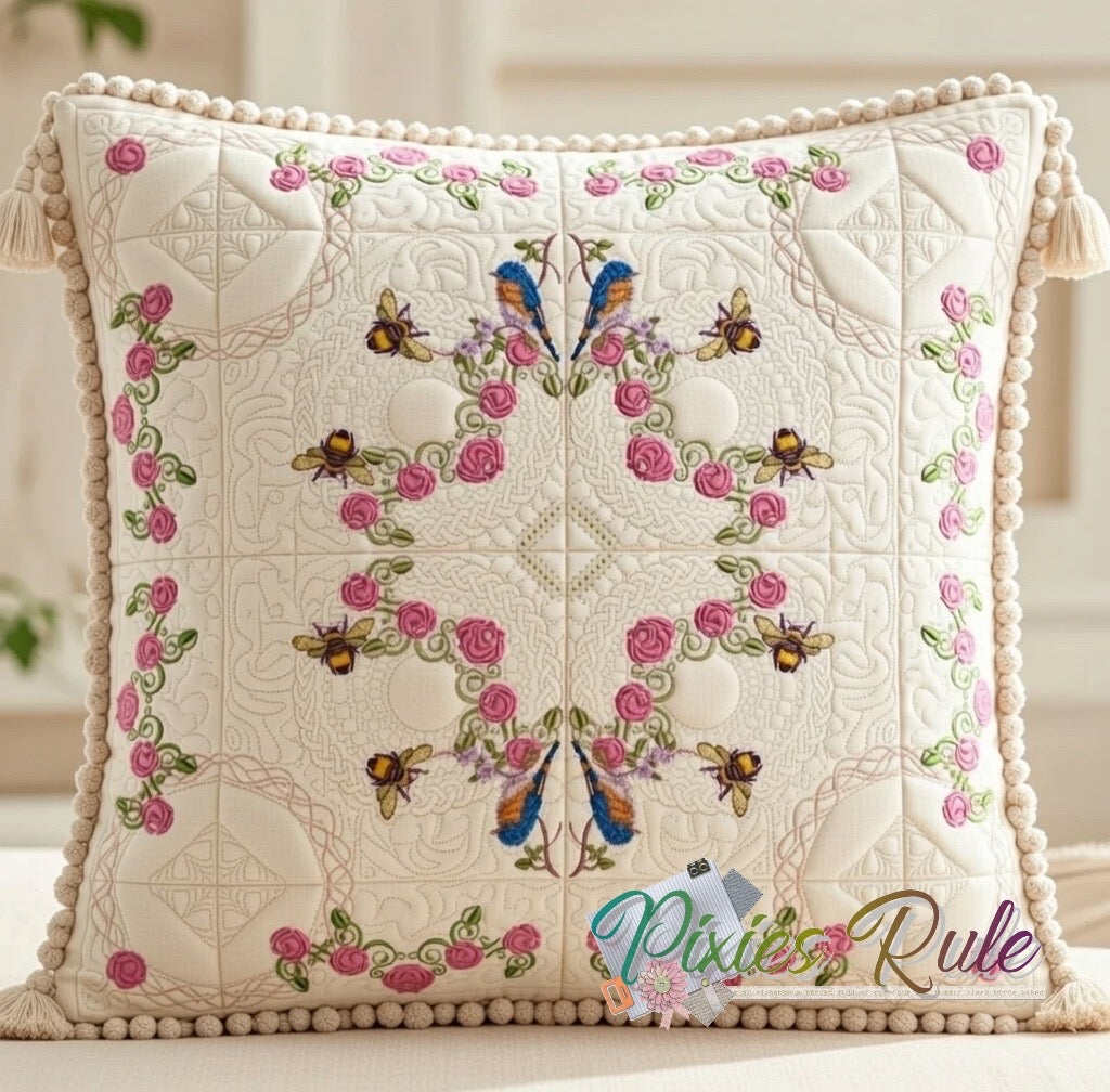 Shabby Rose Quilt - 6X6 Machine Embroidery Design by Pixies Rule