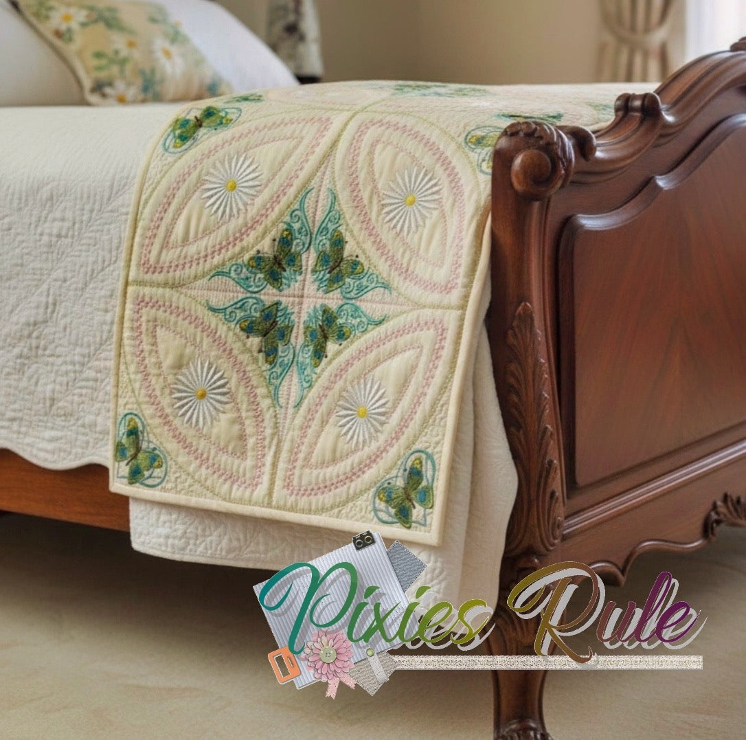 Butterflies Dance Quilt 5x7 Machine Embroidery Design by Pixies Rule