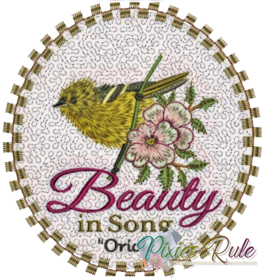 Beauty in Song - Oriole Machine Embroidery Design by Pixies Rule