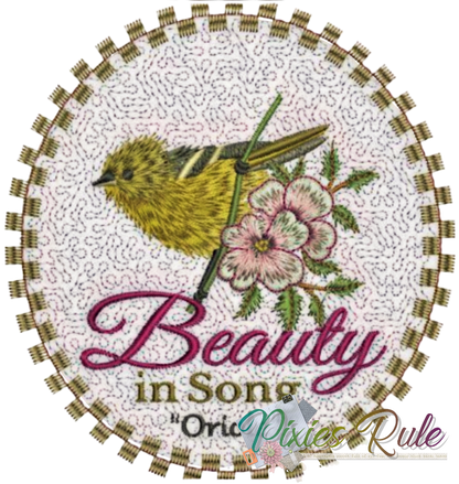 Beauty in Song - Oriole Machine Embroidery Design by Pixies Rule