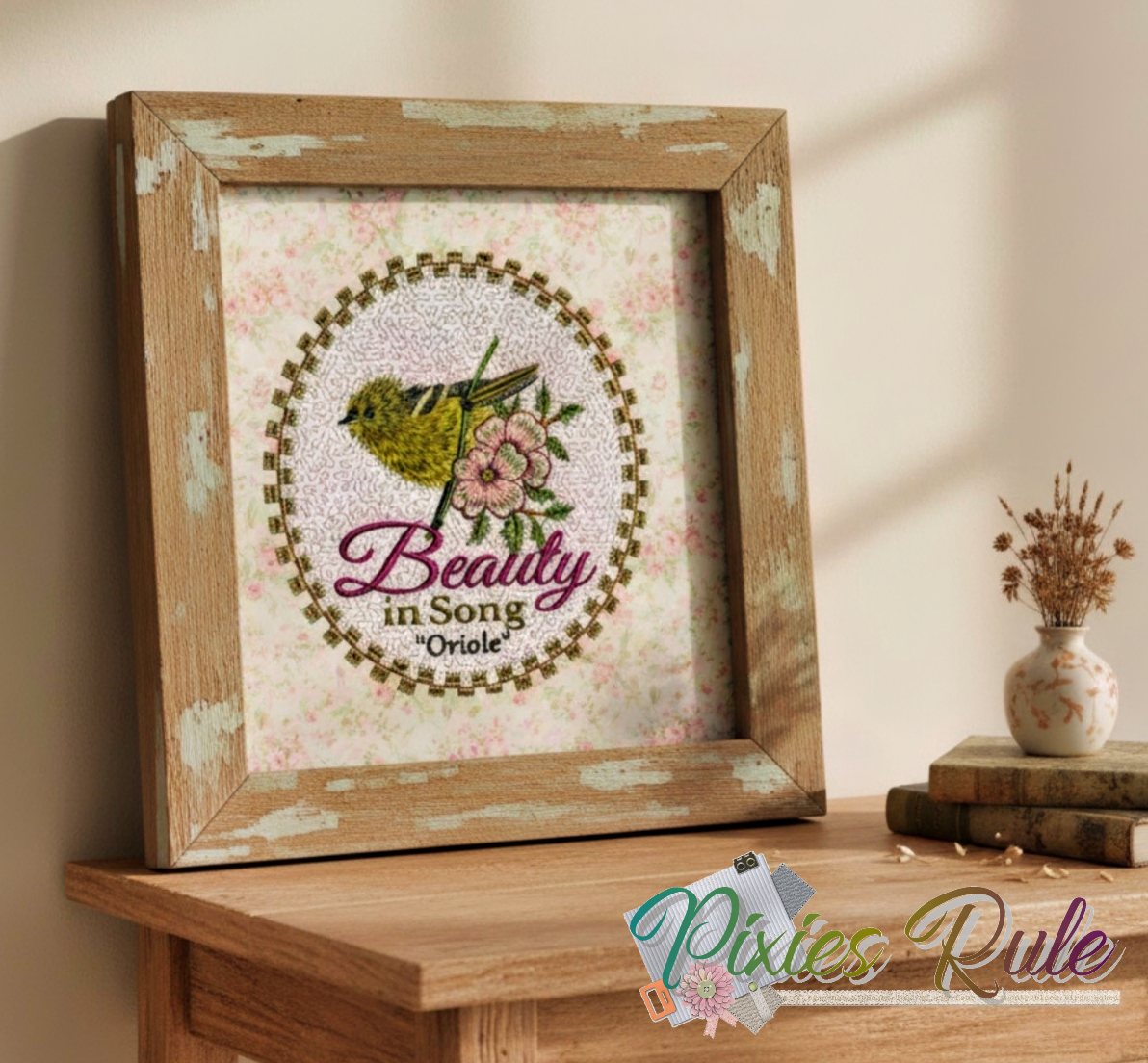 Beauty in Song - Oriole Machine Embroidery Design by Pixies Rule