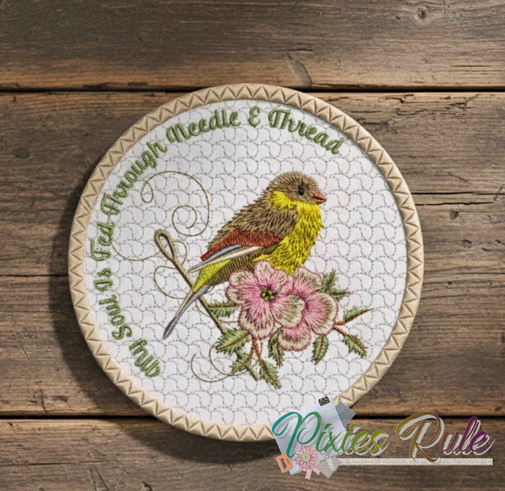 My Soul Is Fed Coaster Machine Embroidery Design by Pixies Rule